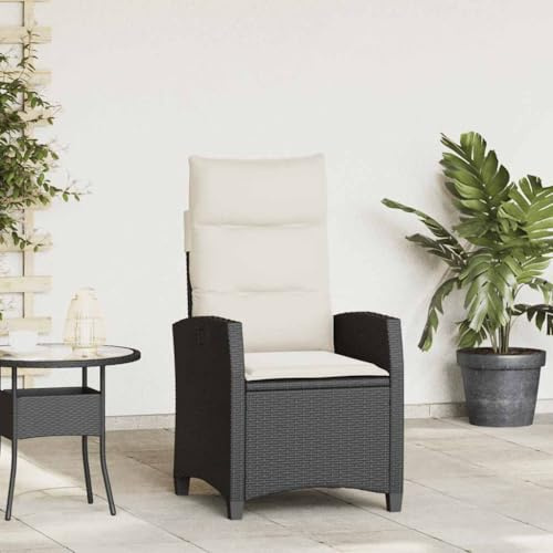 KTHLBRH Liegestuhl für den Garten, mit klappbarem Beistelltisch und abnehmbaren Kissen, robustes synthetisches Rattan, für den Außenbereich, verstellbare Rückenlehne und wasserdichtes Material