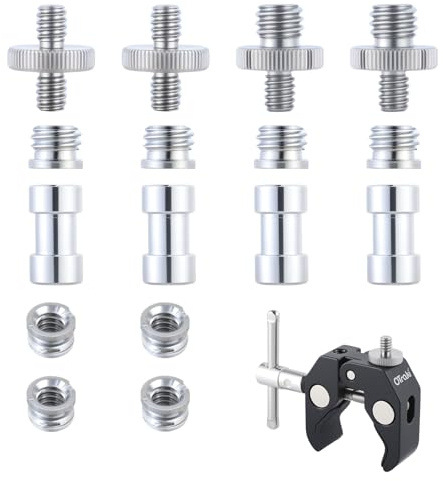 OTraki Confezione da 16 Viti per Fotocamera, Adattatore Filettato Vite Filettata da 1/4'' a 3/8'', Metallo Viti Adattatrici per Treppiede Fotocamera Monopiede Testa a Sfera e Supporto per Flash