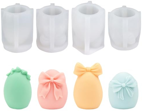 Silikonform Ostern Eier, 4er Silikonformen Gießformen Ostern Gips zum Gießen Osterhase Ostereier Gießformen Silikon Ostern Gips zum Gießen Silikonform Osterei Gießform Frühling für DIY Handwerk (A)