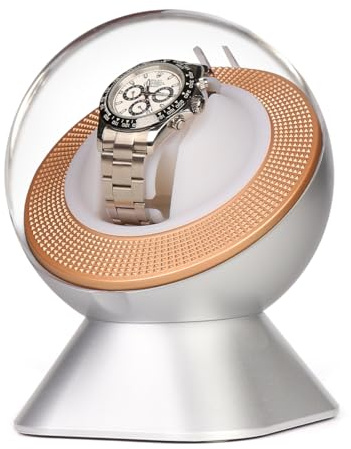 Leiser Einzeluhrenbeweger für Rolex mit Ambient LED Beleuchtung - Geschenk für Männer Automatische Uhrenaufbewahrungsbox mit einem Uhrenkissen