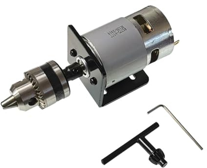 AMSLSIU Vielseitiger Mini Bohrschrauber mit 12 V Gleichstrommotor und komplettem Zubehörset für Holzbearbeitungsanwendungen, Fräsmaschinen, Drehmaschinen und Bohrmaschinen. Inklusive 1 x Halterung für