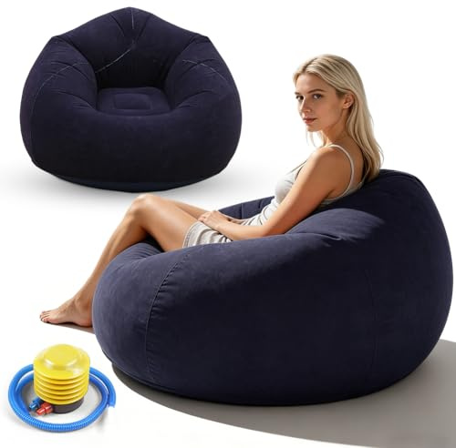Kayuneed Divano gonfiabile e poltrona, Pouf gonfiabile, Poltrona Sacco Gonfiabile con Pompa Incorporata, poltrona gonfiabile, divano ad aria per esterni, campeggio, piscina e feste in spiaggia (Blu)