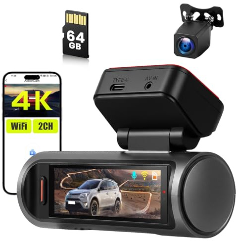 Inefala 4K+4K Dual Dashcam Auto Vorne Hinten mit 3,2 Zoll WiFi & APP