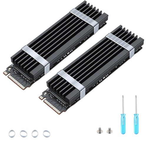 ELUTENG 2 Pack M.2 Heatsink, Dual-Sided Aluminum Heatsink with Thermal Pad | M.2 SSD Heatsink for 2280 M.2 SSD, Low Profile HeatSink Cooling Sink for PC/PS5/PS5, Tool-Free Installation