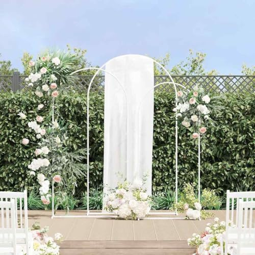 LoogCape Hochzeitsbogen 3er Set Weiß Stahl wetterfest langlebig für Garten Terrasse Pergola Pergola Gitter Rankhilfe Spalier Torbogen Pflanze Weinstock Efeu Clematis