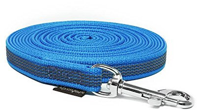 Mystique® Gummierte Schleppleine 15mm mit Handschlaufe Standard Karabiner blau 10m