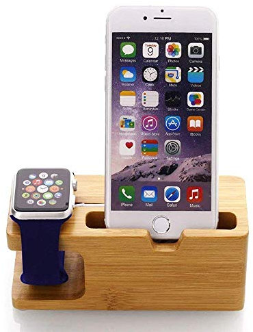 Home-Neat Bamboo Watch Stand, Legno Posizione 2 in 1 di bambù di Ricarica Docking Station per iWatch e Vari Smartphone