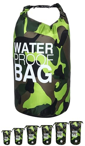 DonDon Dry Bag wasserdichte Tasche 2l, 5l, 10l, 15l, 20l, 30l Pack-Sack Beutel mit Schultergurt - Camouflage 20 Liter