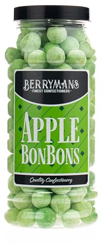 Original Apple BonBons Retro Sweets Gift Jar By Berrymans Sweet Shop (Bon Bons) - Classic Sweets, Traditional Taste.