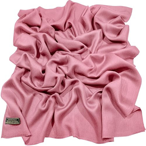 CJ Apparel Rosa Solido Colore Disegno Nepalese Fringe Scialle Sciarpa Pashmina ha Rubato NUOVO