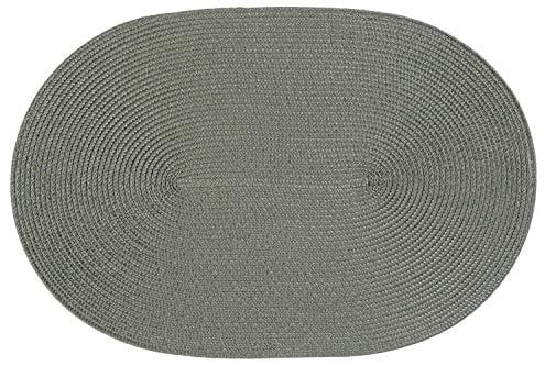 Haus und Deko Platzset Polypro oval ca. 45 x 30 cm Grau Platzdeckchen Tischset geflochtene Bast-Optik