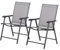 Outsunny Set of 2 Folding Garden Chairs, Metal Frame Garden Chairs Outdoor Patio Park Dining Seat with Breathable Mesh Seat, Grey