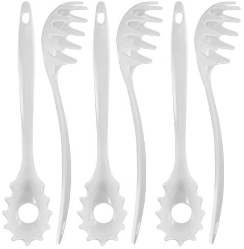 Spaghetti Spoon, Pasta Server, Fork with Ergonomic Handle, Heat Resistant, BPA Free with Ergonomic Handle,11.5 inch Melamine Utensil by Reston Lloyd, 6 piece set
