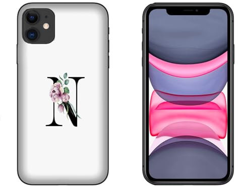 Generico Cover compatibile con Cover Apple iPhone 11 Iniziale Nome Lettera N con fiori Lilla/Gel di silicone morbido TPU