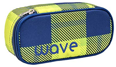 Wave Infinity Schlamperbox, Federmäppchen, Schlampermäppchen, Faulenzer Box, Federmappe, Stifte Etui/Neon Grün, Blau/Jungen, Unisex (335-79 Neon Pattern)