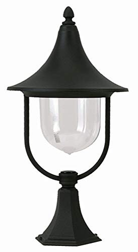 Licht-Erlebnisse Dekorative Sockelleuchte außen Schwarz 55cm IP43 regengeschützt E27 Außenlampe Garten Weg MADILAH