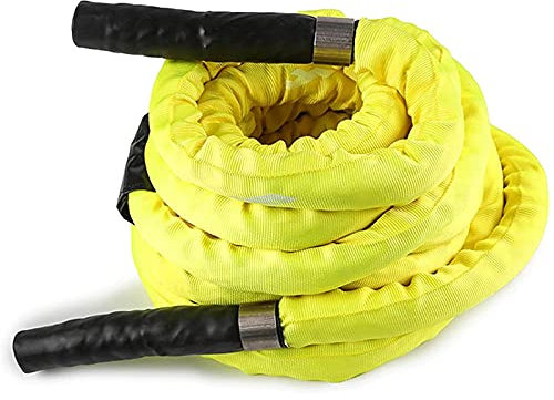 LKZL Schweres Battle Rope mit Verbessertem Polyesterbezug, Wellenseile für Home Gym & Outdoor Krafttraining, Cardio-Training, Gelb (Size : 15m)
