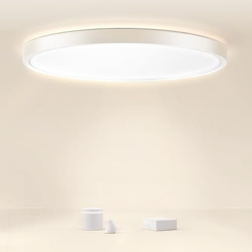 twocolur Deckenlampe LED Deckenleuchte Flach Rund Ø30cm 24W 4000K 2400LM, IP44 Wasserdicht Bad Deckenleuchte Runde, Ultradünn Küchenlampen Badlampe Decke für Bad Schlafzimmer Balkon Küche Wohnzimmer