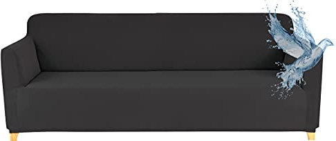 Poligino Sofabezug 3 Sitzer Wasserdicht, Sofahusse Elastisch Universal, Sofa Cover Stretch 3 Sitzer (180-220 cm) Dunkelgrau