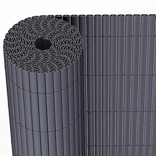 JORON Sichtschutzmatte PVC Sichtschutzzaun Sichtschutz Windschutz für Garten Balkon Terrasse - 80 x 500cm Anthrazit