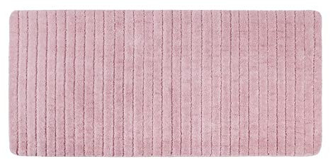 PANA Flauschige Badematte • Duschvorleger • Badezimmerteppich • Badteppich aus weichen Mikrofasern - rutschfest & waschbar • mit feinem Streifendesign • Größe: 70 x 150 cm • Farbe: Rosa