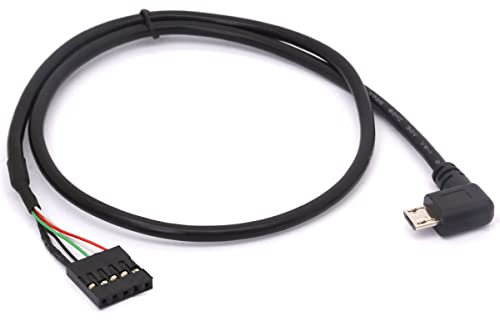 CALANDIS USB Header to Micro USB Dupont Cable, 90 Degree Right Angle Micro USB Male to 5 Pin Motherboard Female Adapter Dupont Extended Cable 50cm/1.5FT (Micro Male 90Degree)