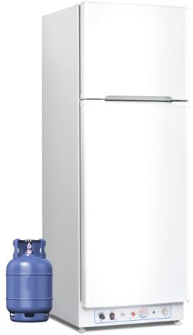 Smad 240V Gas Fridge Freezer, 2 Way Camping Fridge Freezer, 275L, -16~10℃ | Propane Refrigerator for Mobile Home, Garage, Country Holiday Cottages, Caravan, Motorhome, White