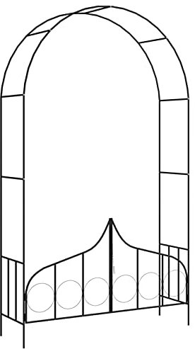 Mogou Rosenbogen mit Tor, Rankhilfe Für Blauregen, Rankgitter, Torbogen Garten, Rankbogen, Torbogen, Blumenbogen, Gartenbogen, Schwarz 138 x 40 x 238 cm Eisen