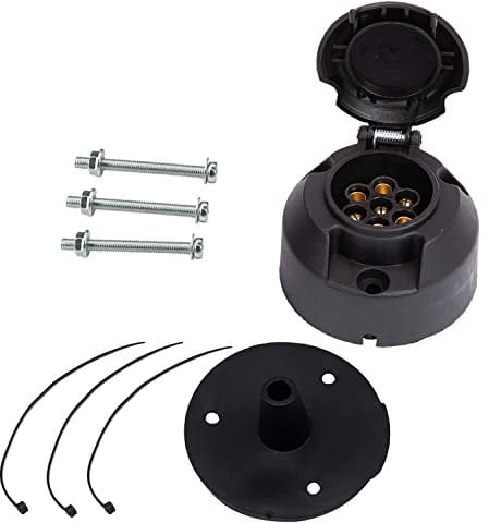 ETUKER 7 Pin Trailer Socket, 12v Towbar Towing Socket Connector with Rubber Gasket, Waterproof for Truck/RV Caravan/Trailer Accessories Adapter