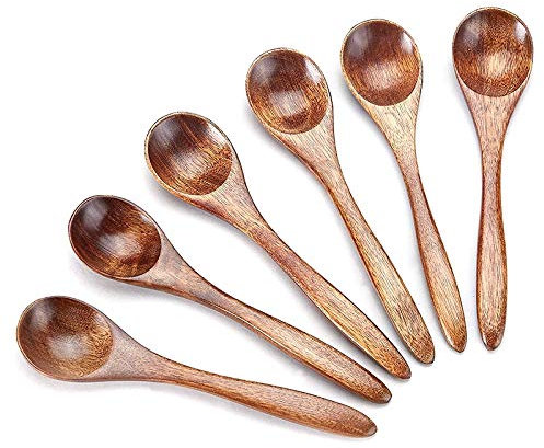 Piccoli cucchiai in legno, 6 cucchiaini in legno per piccoli condimenti, mini cucchiaio in legno per uso quotidiano