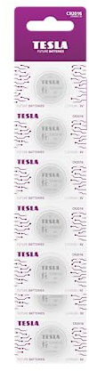 TESLA BUTTON LITHIUM BATTERIES, CR2016 Mercury free Lithium Cell Battery 3V, 7 Year Shelf Life, A Long-lasting, Leak-free, Suitable for flashlights, car keys, watches, key fobs, 5 count [Pack of 1]