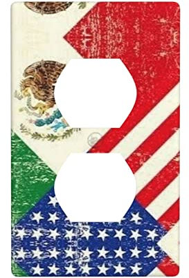 Mexikanische amerikanische Flagge Doppelsteckdose Dekorative Wandpaneel Steckdosenleiste Wandverkleidung Abdeckung