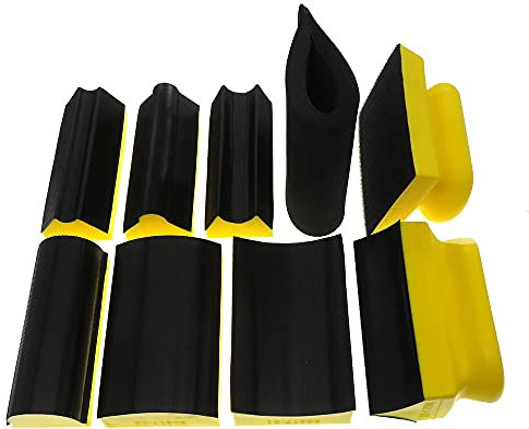 9 Teile/satz Handschleifen Schleifpad Verschiedene geformte Schleifscheibenhalter Schleifschwamm für Haken & amp; Schlaufen-Schleifpapier-Schleifwerkzeug, gelb