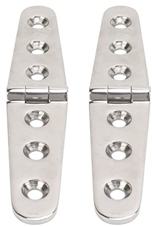 Par de bisagras de acero inoxidable 316 con agujeros para puerta de casa de barco para puerta, cobertizo, granero, 3 agujeros, 152 x 30 mm (3 agujeros: 152 x 30 mm)