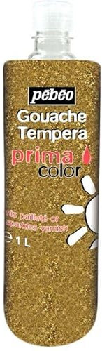 Flacon de 1L de vernis gouache pailleté or PEBEO prima color