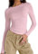 OYIGELZ Women's Basic Long Sleeve Shirt Crop Top Y2K T-Shirt Slim Fit Casual Tee Tops Streetwear(Light Pink-a,S)