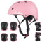 Glerc Kinder Helm rotective Gear Set, Knie-Ellenbogen-Handgelenk-Pads für über 8 Jahre alt Jungen Mädchen, Schutzausrüstung einstellbar Set für Skateboard Roller Roller Radfahren Skaten, M, Rosa