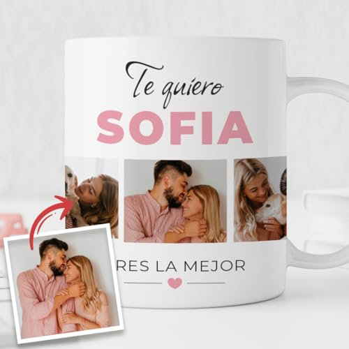 Transparent Gift Taza Personalizada con Fotos y Frases. Tazas Personalizadas con Foto de Cerámica. Regalos Originales para Hombre y Mujer. Regalos Personalizados con Foto. Regalos para Amigas, Pareja