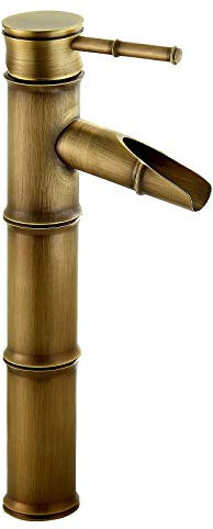 Namuoto Vintage Bambus Wasserhahn Wasserfall Waschtischarmaturen KüChe Badezimmer Hotel Waschbecken Wasserhahn Kaltes und HeißEs Mischbatterie,3 Joints Break Mouth