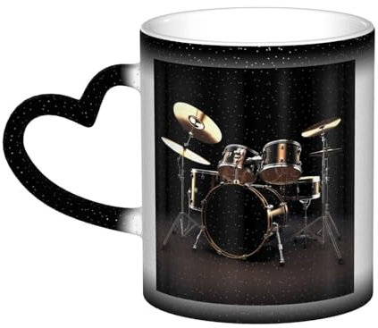 VducK Cool Drum Set Print Farbwechsel Tasse 11oz Personalisierte Magic Mug Teetasse Keramik Kaffeetasse Wärmeaktivierte Farbwechsel Tasse