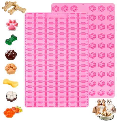 2 Stück Silikon Backmatten für Hundeleckerlies, Fußabdruckform+Mini-Hundeknochenform,Antihaft-Hundekekse Backmatte,Backform Hundekekse Wiederverwendbare BPA-Frei für Kekse,Leckerlis,Schokolade,etc.