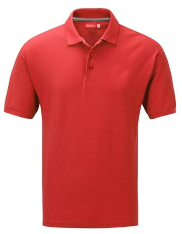 DELLMOOR Men’s Solid Polo Shirts, 100% Cotton Short Sleeve Activewear Polo Shirt for Mens, Stay Comfortable and Stylish Regular fit Sports Wear Casual Polo Shirts, Sizes M to 5XL, Red