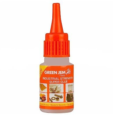 Super Glue High Strength Green Jem Strong Bottles Cyanoacrylate 20G, Formulation Super-Fast Bonding - Ideal for Vertical Surfaces, Easy To Use, (2 Pcs)