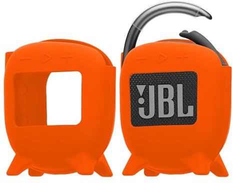 kwmobile Étui pour Enceinte Compatible avec JBL Clip 4 - Housse de Protection pour Mini Haut-Parleur en Silicone - Orange
