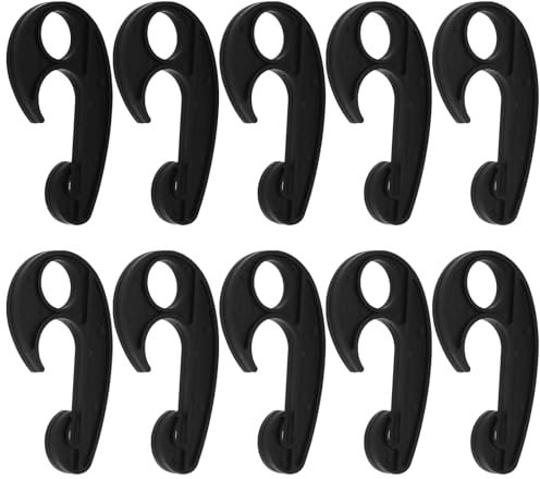 YINETTECH 10 Stück Schwarze Kunststoffhaken PVC-Haken für Autoabdeckung Planenseil Haken für Frachtabdeckung Netzhaken für Gepäcknetz Bungee-Netz LKW-Netz LKW-Lagerregal 90 X 52 Mm