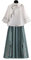 Ensembles 2 Pièces Tenues pour Femmes Ensemble De Broderie Florale Chemisier + Jupe Femmes Chinois Traditionnel Amélioré Femmes Cheongsam Dames Deux Pièces Ensembles Vêtements Tenue,Ver