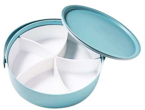 VINTORKY Vassoio Per Snack Diviso Plastica Con Coperchio Piatto Per Antipasti e Dolci Porta Snack Funzionale Per Casa e Ufficio Nordico