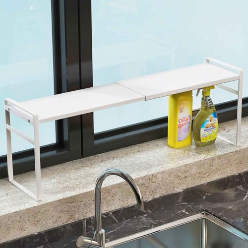 WOCHUANGSI 1pcs Small Narrow Tall Shelf for Windowsill Kitchen Organizer Window Sill Plant Shelf Stackable Shelves Bathroom Sill Thin Shelves for Narrow Spaces Counter Top Racks (White)