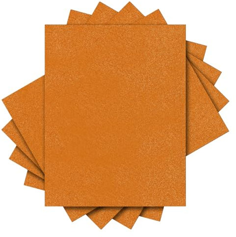 sourcing map 5PCS Glitter HTV Heat Transfer Vinyl Sheets, 12 x 10 Inch Orange Glitter Iron on Vinyl for T-Shirts DIY Heat Vinyl Design Easy to Cut & Weed