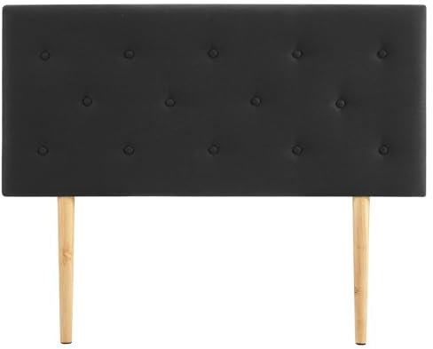 IDIMEX Tête de lit Garek 120 capitonnée, en Tissu rembourré, Pieds en Bois, Design élégant, pour Lits 120 cm, Noir